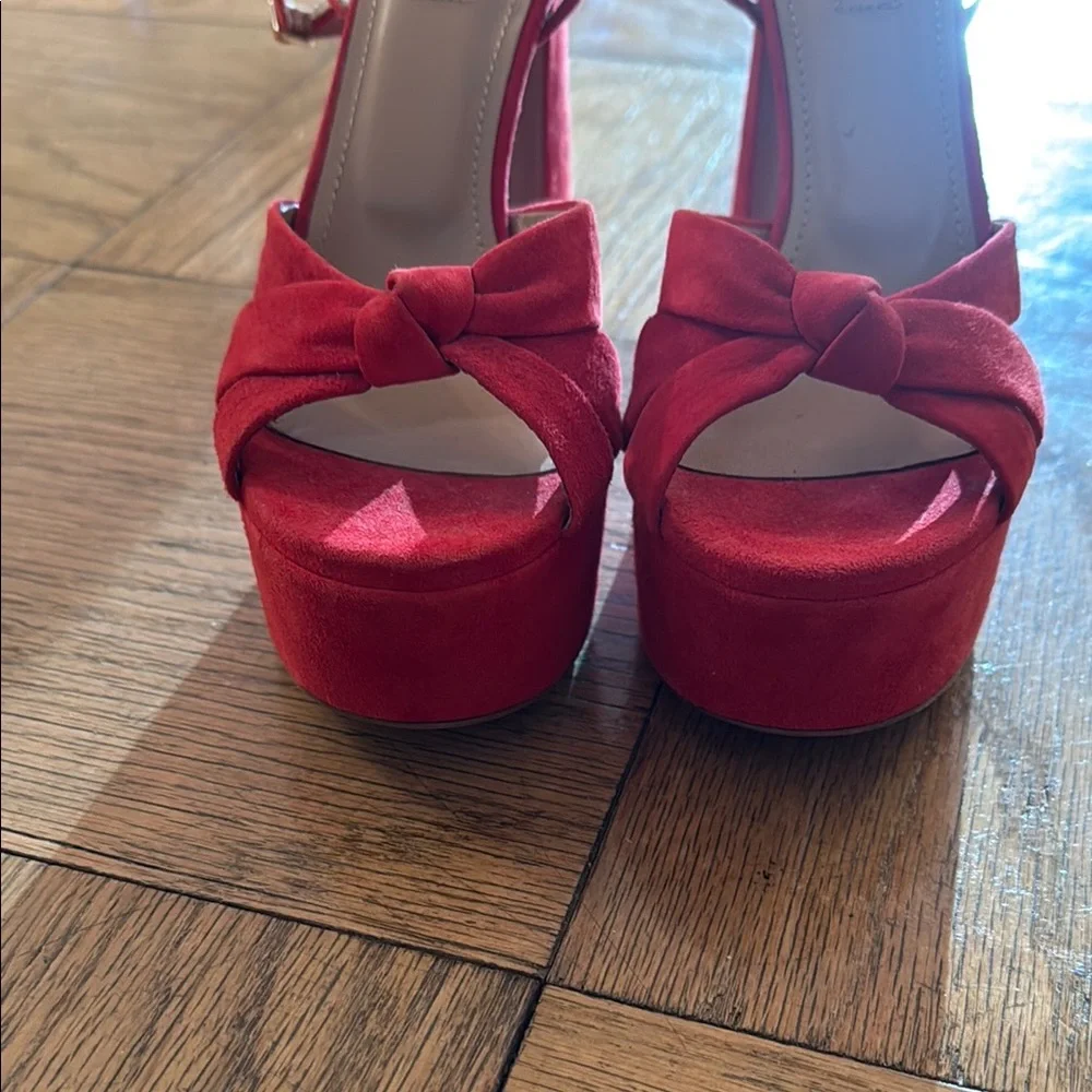 Aquazzura Red Suede Platform Sandals